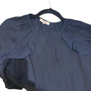 Parker blue V-neck long sleeve ruffle top size XS